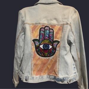 Stylish Light Blue Embroidered Denim Jacket